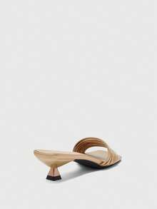 CUCCOO BIZCHIC Nuevos sandalias de tacón alto de punta cuadrada con tiras doradas para mujer, para primavera y verano. Sandalias de tacón de aguja francesas para usar con faldas - Dorado - Ver 9