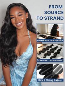Tóc giả bện kiểu sóng thân (Body Wave) dài 18, 20, 22, 24 inch, 100% tóc thật nguyên chất chưa qua xử lý từ Brazil, 4 bó tóc nối nhanh cho nữ, màu đen tự nhiên. - Natural Black - Xem 9