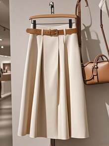 Franclia Falda A-line con cintura asimétrica para mujeres - Albaricoque - Ver 1