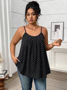 SHEIN LUNE 夏季大码女士针织宽松轻薄褶皱性感灰色吊带背心 - 黑與白 - 查看 4