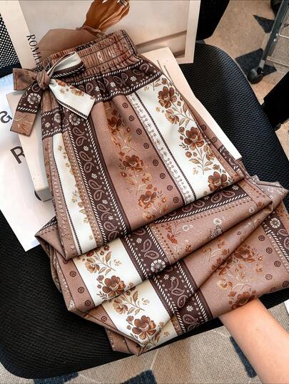 Franclia Women's Fashionable Printed Casual Pants For Summer, Suitable For Spring, Summer, Autumn Vacation And Beach Wear