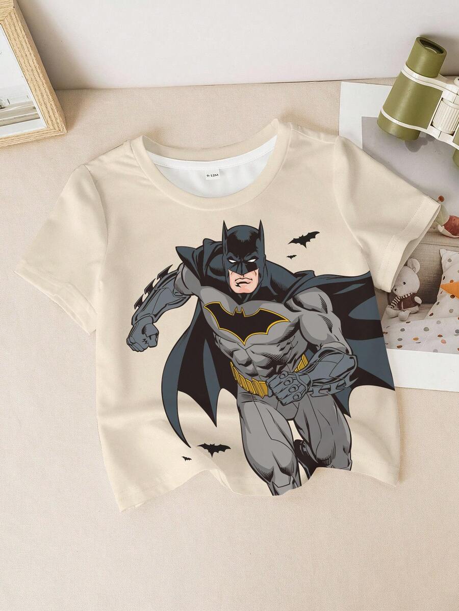 BATMAN X SHEIN Baby Jungen lässig Cartoon Muster Top, Sommer - Weiss - Übersicht 1