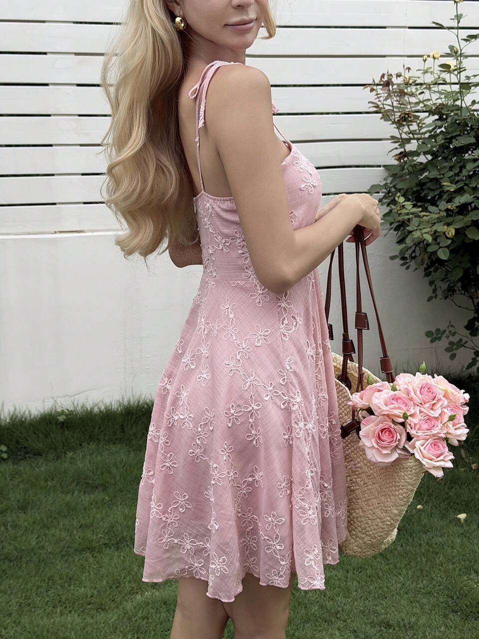 Women's Sleeveless Fitted Waist Sweet Crop Top Dress, Suitable For Spring And Summer Vacation Outfits Women Sundress
