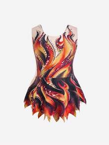 SHEIN 女童无袖体操服连衣裙，适合体操比赛和舞蹈 - 黃色 - 查看 7