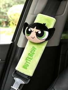 THE POWERPUFF GIRLS X SHEIN 1Pc Seat Belt Shoulder Cover, Green - C - View 1