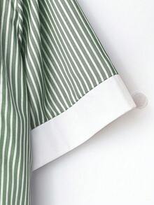 EMERY ROSE Plus Size Women's Colorblock Striped Casual Versatile Everyday Shirt - Multicolor - View 3