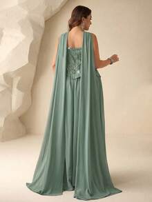 Coutiva Elegant Sequin Embellished Dress, High-End Formal Gown For Banquet And Party - Green - View 2