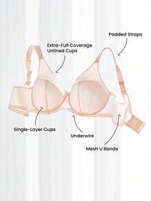 LUVLETTE Plus Pink Lingerie Lounge Curve 全包覆支撑透气钢圈轻薄衬垫轻盈蕾丝粉色优雅透气舒适显瘦文胸 - 淺粉色 - 查看 7