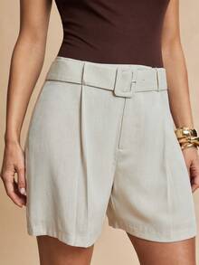 Silquee Summer Pastal Elegant Girlisim Modest Women's Thin Linen Wide Leg Shorts Casual Straight Leg Pants For Brunch Vacation Nightclub Golf Party Beige - Light Grey - View 7