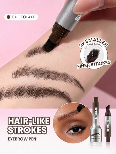 SHEGLAM Brow-Fection 斜角刷 & 浸巧克力髮絲狀筆觸液體 Eyeborw Eyeborw 凝膠筆易於著色持久速乾造型勾勒輪廓填充眉妝 品牌 美容 化妝 化妝品 適合女性與女孩 完美搭配夏季春季 Y2K 時尚 流行 生日 母親節禮物 假期 派對準備就緒 最佳顏色