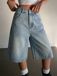 Livesso Quần short nữ dáng suông rộng rãi, kiểu vintage, thích hợp cho kỳ nghỉ xuân hè. - Rửa nhẹ - Xem 4