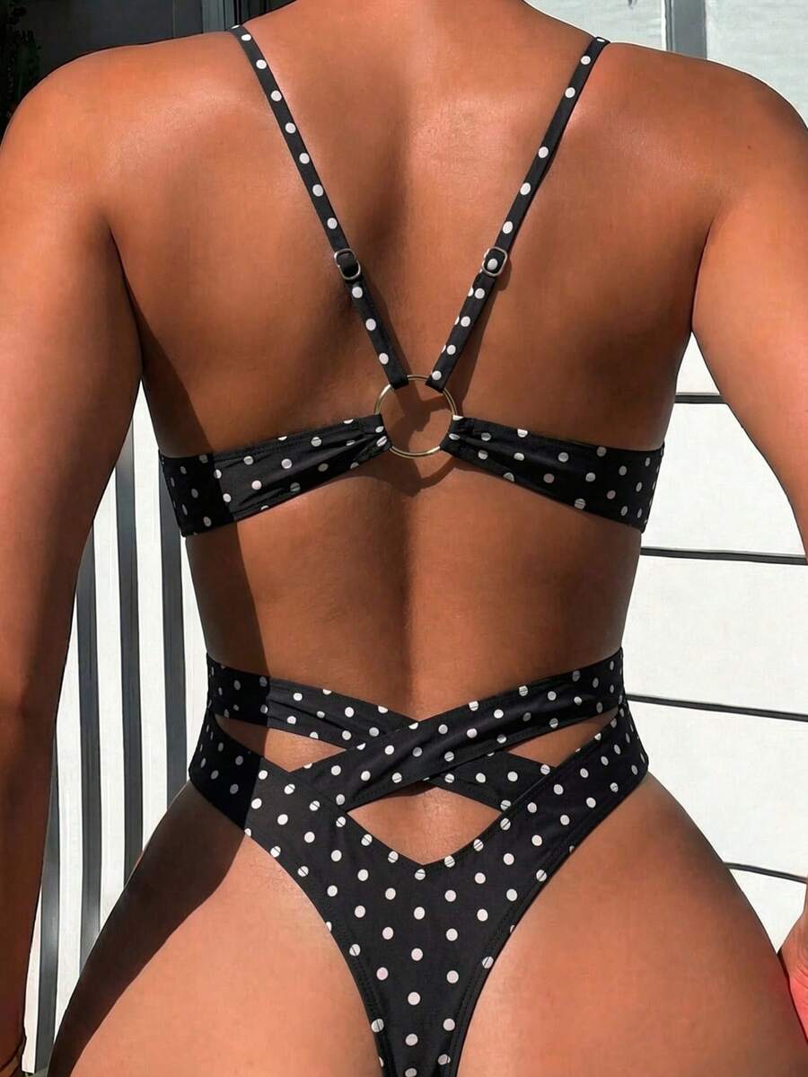 Swim SXY 2026 New Sexy Backless One-Piece Swimsuit, European And American Style Tight Fitting Beach Vacation Set For Women, Spring/Summer - Black and White - View 1