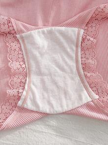 PetitDoll Set de 5 calzoncillos tipo bóxer para mujer de talla grande con cintura con volantes, ribete de encaje y dobladillo acanalado, 3 colores - Multicolor - Ver 6