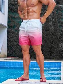 Palasendo Men's Gradient Drawstring Waist Beach Shorts (Printed Irregular Pattern), Summer - Multicolor - View 6