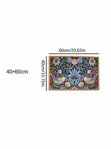 SHEIN Felpudo de bienvenida con diseño simétrico de flores y pájaros, alfombra decorativa de poliéster con respaldo de goma antideslizante, ligera, lavable a máquina, trenzada, para el hogar, dormitorio, cocina, pasillo, entrada - Multicolor - Ver 11