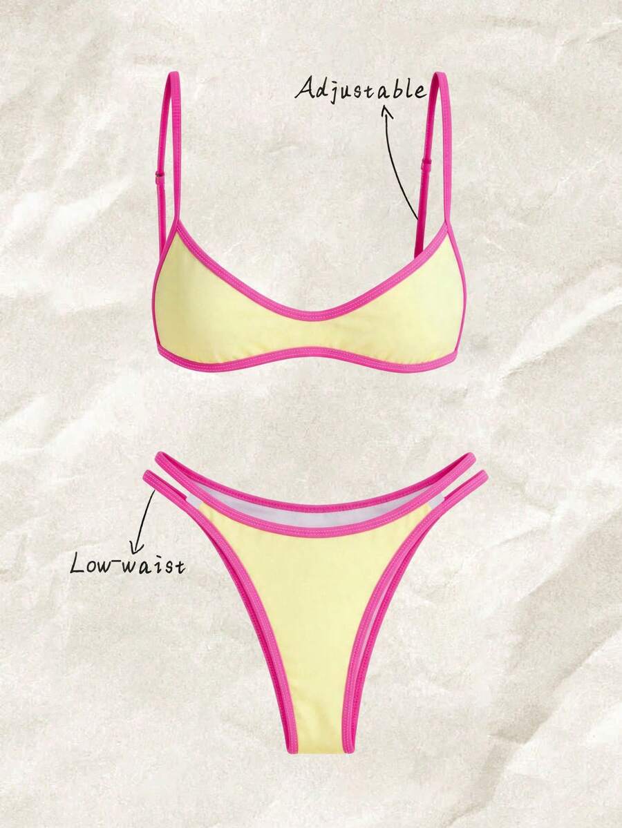 Elavelle 2件套女士随机印花吊带性感比基尼套装,夏季 - 彩色 - 查看 1