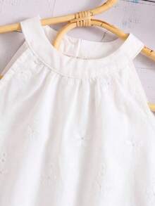 SHEIN Áo tank top không tay cổ tròn màu trơn dành cho bé gái, kiểu dáng thường ngày. - trắng - Xem 4