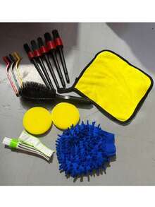 Multifunctional Car Detailing Kit, Car Cleaning Brush Set With Wheel Brushes, Air Vent Brush, Buffing Sponge Pads, Washing Mitt, And Cleaning Cloth - Set of 14 - View 15