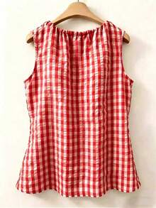 Linhara Spring/Summer New Vacation Casual Style Pattern Plus Size Women's Sleeveless Tank Top - Red - View 2