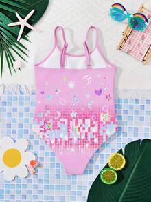 Young Girls' Casual Minimalist One-Piece Swimsuit, Suitable For Summer - Multicolor - View 2