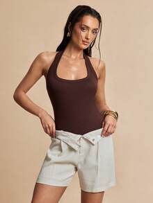 Silquee Summer Pastal Elegant Girlisim Modest Women's Thin Linen Wide Leg Shorts Casual Straight Leg Pants For Brunch Vacation Nightclub Golf Party Beige - Light Grey - View 4