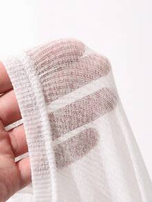 Livesso Tie-Front Sheer Panel Round Neck Women T-Shirt - White - View 7