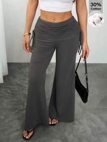 Women's Wide-Leg Pants, High-Waisted Y2K Style Streetwear Pants, Workout Leggings, Jogger Pants, Yoga And Gym Pants, Flared Pants - 深灰色 - 查看 7