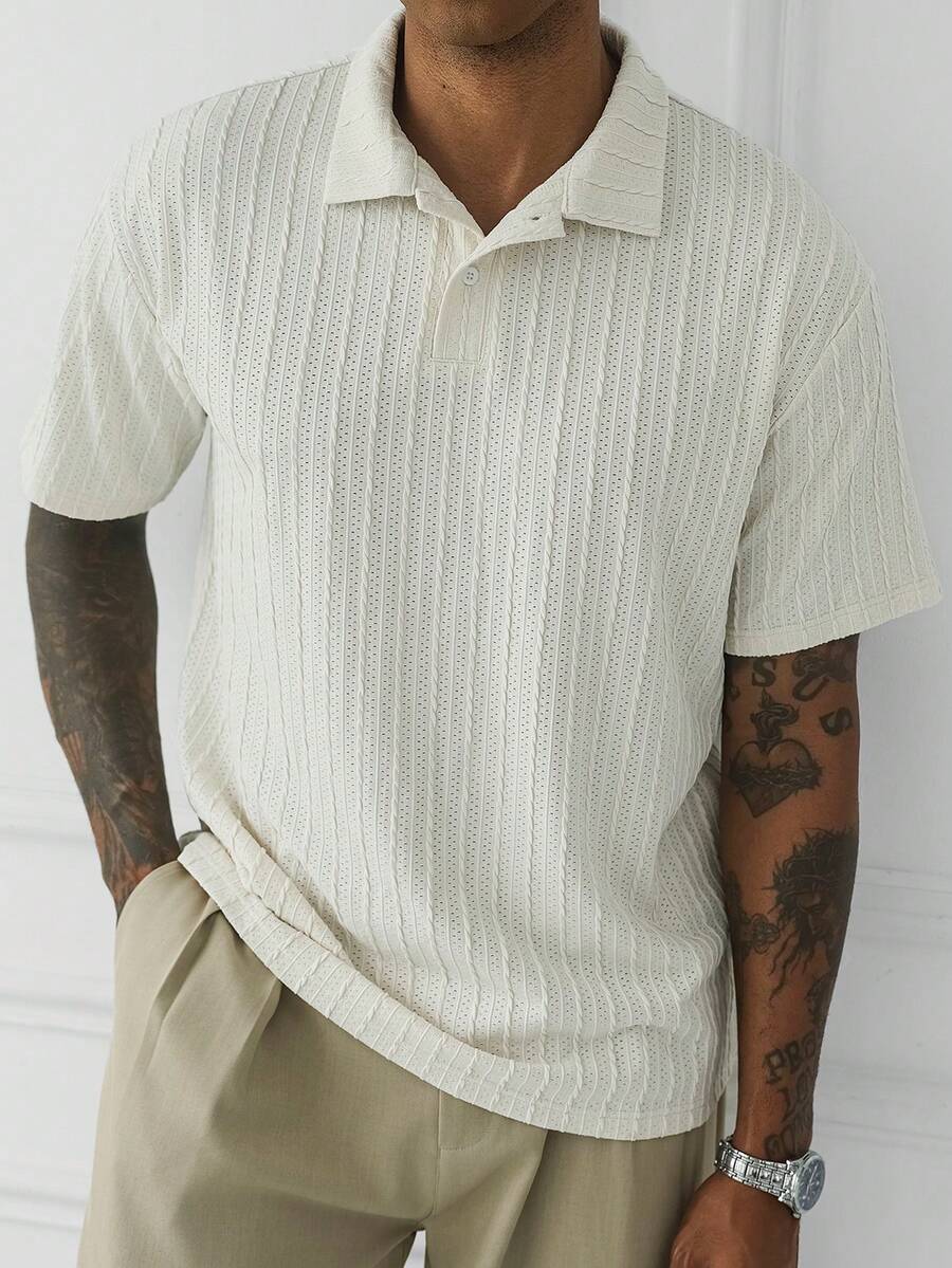 HUEFORM Men's Fashionable Versatile Knit Polo Shirt, Casual For Mother's Day