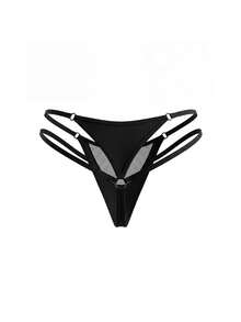 AltBold Women's Solid Color Mesh Patchwork Casual Everyday Briefs Black Summer - Black - View 2