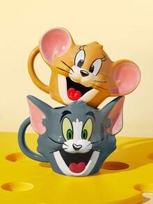 TOM & JERRY X SHEIN 1 Cốc sứ hình hoạt hình 13.53oz/400ml, chịu nhiệt và lạnh, có thể dùng trong lò vi sóng và máy rửa chén, thích hợp đựng nước, sữa, nước ép, cà phê, rượu vang. - Cà phê nâu - Xem 6
