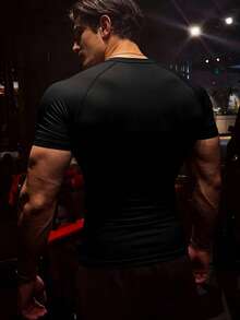 GymBeat Áo thun thể thao nam tay ngắn cổ tròn dáng ôm - màu đen - Xem 2