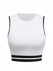 CourtClass CourtClass Women's Comfortable Breathable Striped Sports Bra - White - View 8