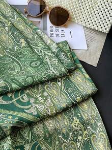 Women's Allover Print Elastic Waist Casual Versatile Daily Wear Pants - Green - View 4