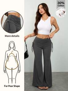 Women's Wide-Leg Pants, High-Waisted Y2K Style Streetwear Pants, Workout Leggings, Jogger Pants, Yoga And Gym Pants, Flared Pants - 深灰色 - 查看 3