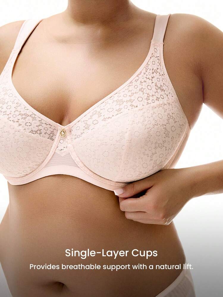 Plus Full Coverage Lightlylined Lace Minimizer Bra