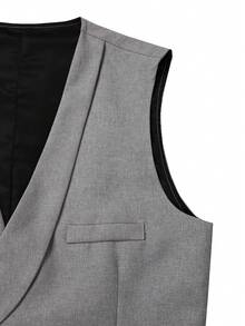 Manfinity Bizformal Chaleco casual gris de negocios para hombre, primavera/verano - Gris - Ver 3