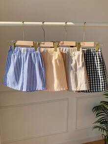 4pcs Kids Boys' Summer Casual Vacation Striped & Plaid Shorts, Beach Shorts, Basic Shorts, Suitable For Summer - Multicolor - View 6