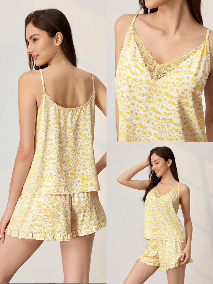 Yellow Daisy Print Pajama Set