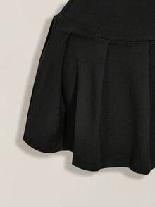 SHEIN ICON Plus Size Y2K Casual Retro Sexy Mini Pleated Slit Black Skirt Back-To-School Formal Graduation Summer - Black - View 5