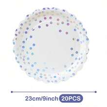Bộ đĩa, khăn ăn và cốc dùng một lần họa tiết cánh hoa chấm bi bạc hologram, phục vụ 20 khách. Bộ đồ dùng tiệc dùng một lần này (bao gồm đĩa, khăn ăn và cốc) rất phù hợp cho các bữa tiệc sinh nhật, đám cưới và dã ngoại gia đình. - Xem 7