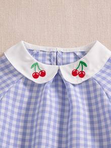 Souflis Souflis 2pcs Baby Girl Infant Toddler Newborn Spring/Summer Elegant Princess White & Blue Peter Pan Collar Ruffle Blouse + Shorts Set - Baby Blue - View 7