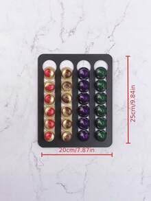 1Pc Metal Wall-Mounted Coffee Capsule Organizer, No-Drill Adhesive Coffee Capsule Holder, Modern Metal Stand, Suitable For Kitchens, Offices, Hotels, Restaurants, Space-Saving Coffee Capsule Rack, Ideal Gift For Christmas And Housewarming. - Multicolor - View 2