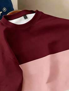 Manfinity Joysei Men's Casual Patchwork Color Round Neck Short Sleeve T-Shirt, Versatile For Daily Wear - Multicolor - View 3