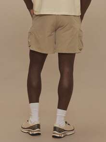 Musero Elasticated Waistband Enlarged Double Side Puffed Pockets Swim Shorts Spring Summer Essentials Holiday - Khaki - View 5