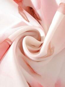 Velvienne Plus Size Blush Pink Summer Elegant Formal Tea Party Holiday Women's V-Neck Flowy Chiffon Ditsy Floral Flare Sleeve Waist Cinched Long Dress - Pink - View 7