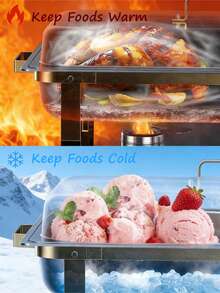 Set Peralatan Makan Hot Pot Ukuran Penuh 8 Quart 1-2-4 Buah, Perlengkapan Penyajian Makanan Stainless Steel dengan Tutup, Baki Makanan, Baki Air, dan Rak Bahan Bakar, Cocok untuk Restoran, Katering, Pesta, dan Pernikahan - Perak - View 9