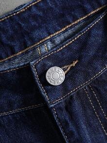 ROMWE MEN Street Life Quần short denim nam thêu hình sinh vật biển - Màu xanh lam - Xem 7