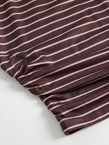 SHEIN Camiseta casual corta de manga corta con cuello redondo, cintura ceñida y fruncida, de punto blanco para adolescentes - Multicolor - Ver 8