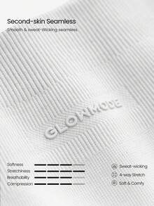 GLOWMODE 超细柔软无缝无汗弹力修身长袖开衫，饰有品牌标志袖口，适合瑜伽、普拉提、健身房训练、日常运动穿着 - 白色 - 查看 4