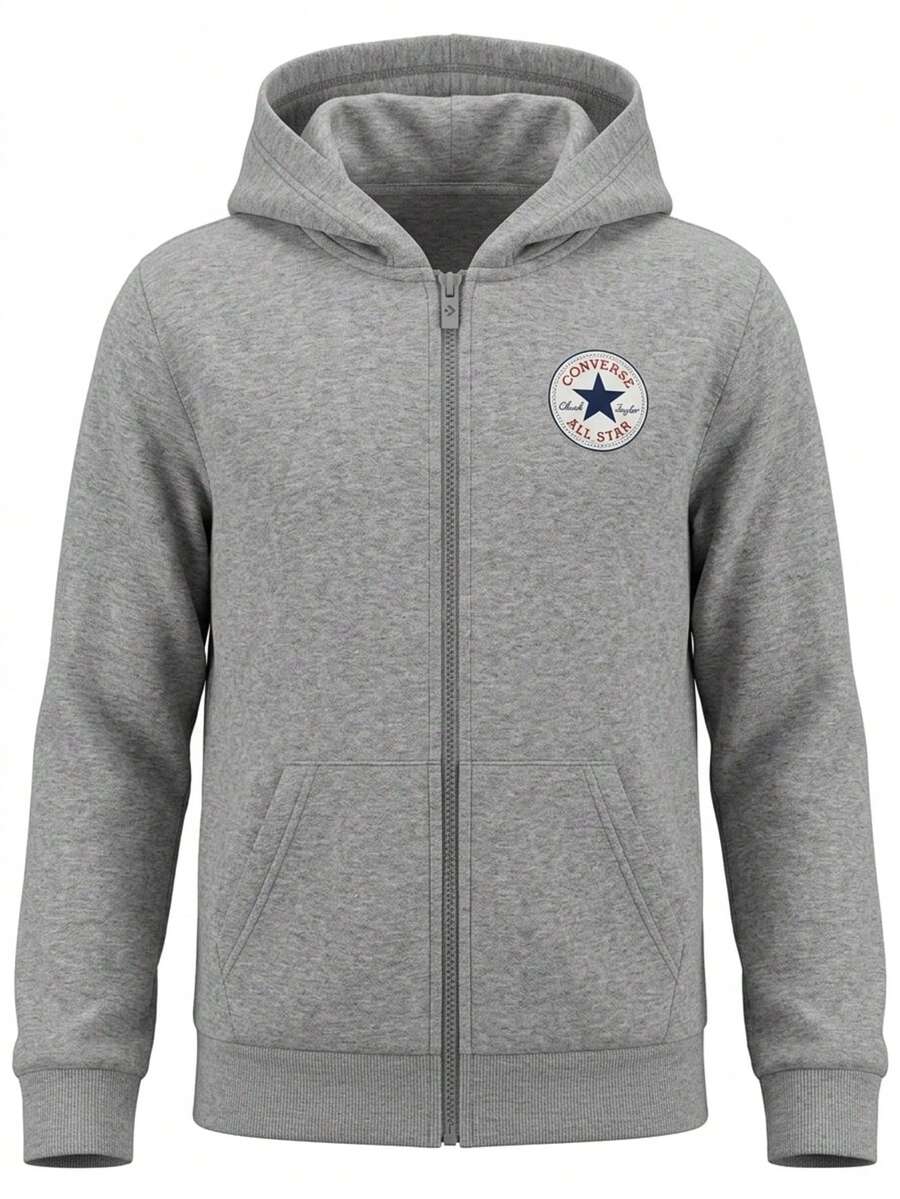 Converse Go-To Chuck Taylor Patch Tee (Kids) Men's Breathable Easy To Match Classic Fit Sports Commuting Outing Grey 9CC857-042 - Grey - View 1
